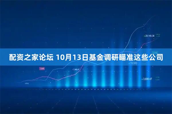 配资之家论坛 10月13日基金调研瞄准这些公司
